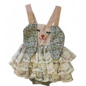 NEW BE GIRL CLOTHING girl's wren bunny romper in floral